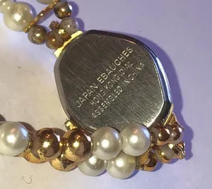 Geneva Gold Tone Faux Pearls Vintage Retro Wind Up Watch Wristwatch thumbnail 8