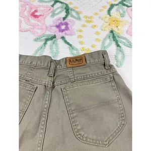 LL Bean Vintage Womens Size 14 High Waist Pleated Tapered Leg Jeans Khaki‎ thumbnail 10