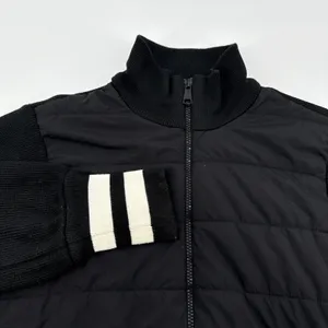 P.J. Salvage Black Quilted Babe Jacket Ribbed‎ Knit Sleeve Varsity Bomber Medium thumbnail 3