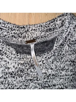Free People Marled Gray ish White Short Sleeve Shirt Size Small thumbnail 2