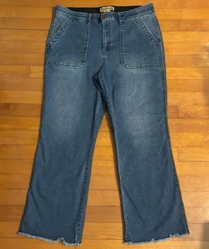 Democracy Plus Size 14 Ab Technology Wide Leg Jeans Raw Hem Patch Pockets thumbnail 1