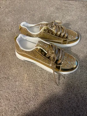 Gold Glitter Women’s Low-Top Sneakers size 43 euro size 11/12 thumbnail 2