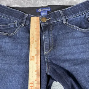 Democracy Ab Solution Bootcut Jeans Womens 10 Stretch Distressed Rips Boho Dark thumbnail 6