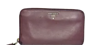 Prada Purple Saffiano Leather Zippy Wallet thumbnail 1