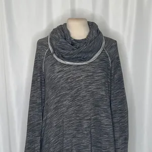 FREE PEOPLE FP Beach Cacoon Cowl Neck Knit Top Gray Space Dye X-Small Small thumbnail 3