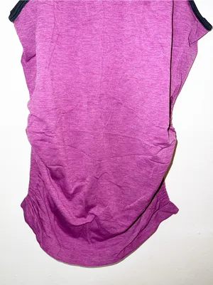Lululemon Women’s In The Flow Purple Low Open Back Tank Top w/ Black Trim and Ruched Sides thumbnail 3
