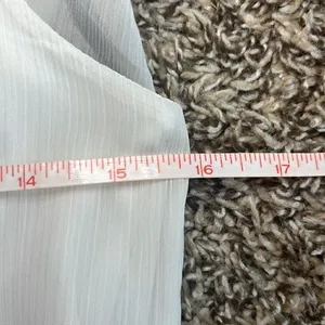 IZ‎ Byer EUC White Black Trim Flowy Ruffle Sleeve Blouse Sz S thumbnail 6