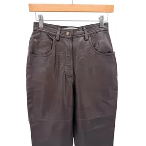 Valerie Stevens Sport Leather Pants Womens 4 Brown Straight Leg‎ Lined Vintage thumbnail 4