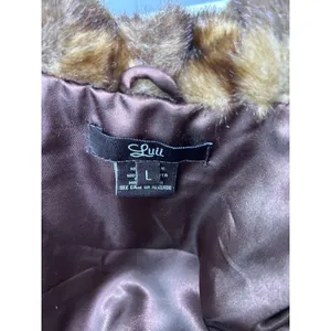 Luii Women's Size L Faux Fur Coat with 2/3 Length Sleeves in Dark Brown/Brown. thumbnail 4