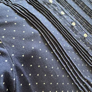 Lands End Navy Blue Polka Dot Pintuck Henley Top Short Sleeve Sz M 10-12 544524 thumbnail 8
