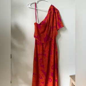Nine & Co. Women’s One-Shoulder Maxi Dress Size 10 Orange Pink Paisley thumbnail 7