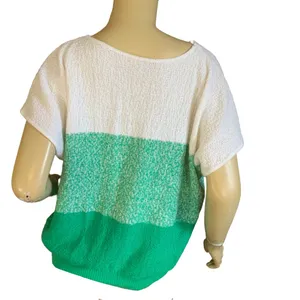 Vintage 1980'S Green & White Color Block Sweater (L) thumbnail 4