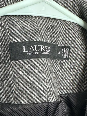 Ralph Lauren Classic Grey Herringbone Wool Trench Coat Sz 2 thumbnail 4