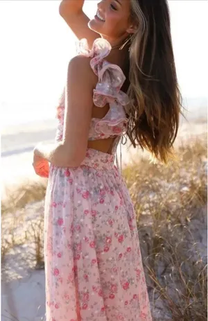 These Three Boutique Pink floral dress thumbnail 2