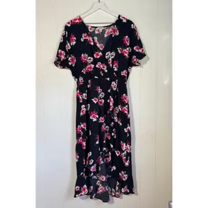 J.Crew Floral Wrap Dress Blue Pink V Neck Short Sleeve Medium thumbnail 3