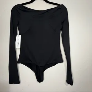 ALIX NYC Jansen Black Sweatheart Neckline Long sleeve Thong‎ Bodysuit thumbnail 11