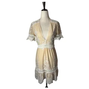 Saylor Dress Women XS Cream Ivory Floral Lace Embroidered Alexa‎ Mini Cocktail thumbnail 2