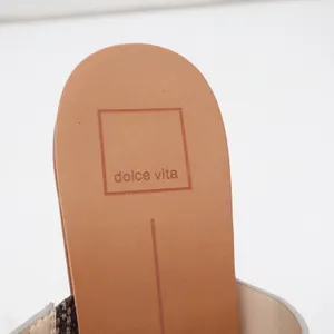 Dolce Vita Sandals Women 8.5 Paddy Tan Silver Snakeskin Strappy Slide Excellent thumbnail 6
