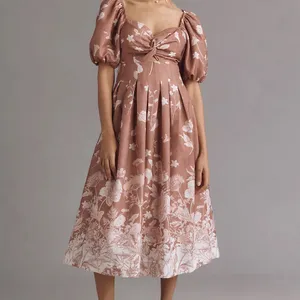 NWT EN SAISON Anthropologie monet puff sleeve square neck midi dress 1X thumbnail 7
