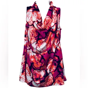Worthington Floral Print Multicolored Sleeveless Blouse Size‎ Large thumbnail 5