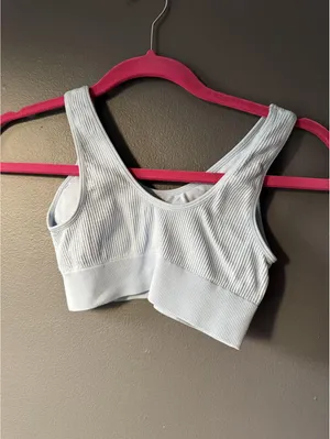 Aerie Light Blue Ribbed Sports Bra Top Size S/P thumbnail 8