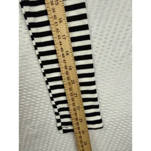 Qinsen Womens Striped Ribbed Knit Button Front Long Sleeve Cardigan Top Black S thumbnail 9