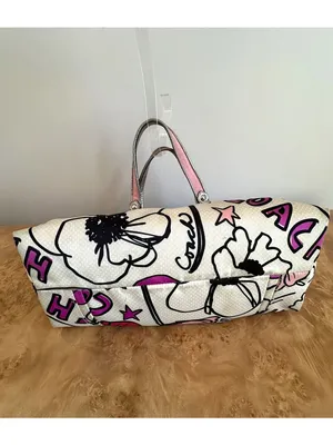 Coach Poppy Pedal Print Glam Rocker Shoulder Bag Pink Cream Metallic Trim thumbnail 8