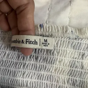 Abercrombie & Fitch Blue Floral Puff Sleeve Crop Top M Cottagecore Coquette thumbnail 5