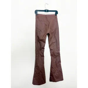 Edikted Luna Faux Leather Mid Rise Flared Jeans Size Medium Brown Chic thumbnail 13