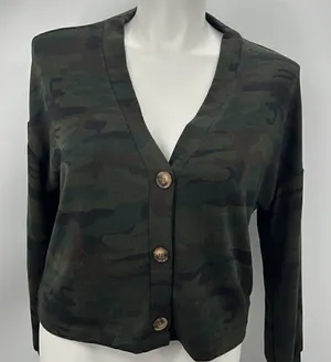 Sanctuary Camo long sleeve sweater knit button cardigan thumbnail 1