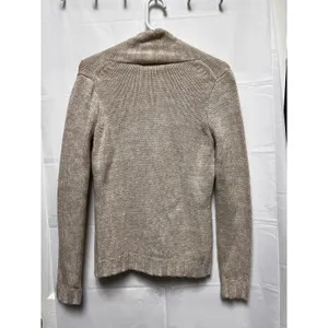 Banana Republic Womens Small Beige‎ Lambswool Cashmere V-Neck Cable Knit Sweater thumbnail 6