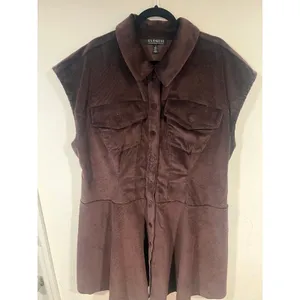 ELOQUII Women's Plus Size Corduroy Mini Dress in brown size 22 thumbnail 3