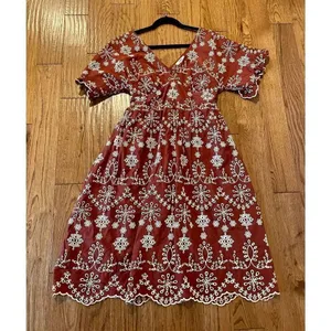 BB Dakota Steve Madden rust eyelet midi dress m thumbnail 8