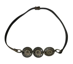 Chico's Black Belt with Antique Gold Medallion Accents thumbnail 1
