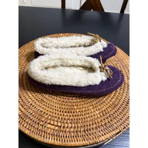 Lauren Ralph Lauren Purple Moccasin Slippers Faux Fur Lined House‎ Shoes Medium thumbnail 3