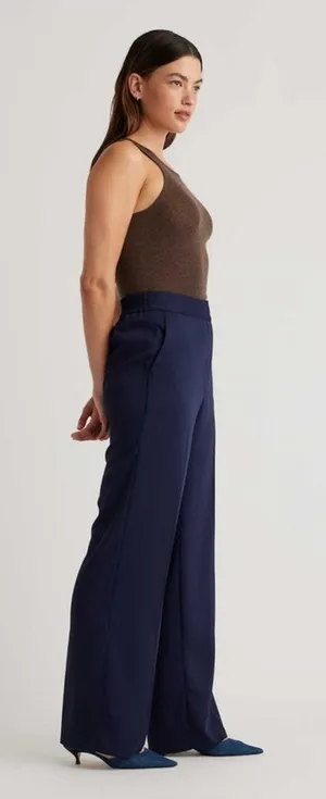 Quince Navy Stretch Crepe Trouser Pants Tailored‎ Work Office Chic Size 0 thumbnail 1