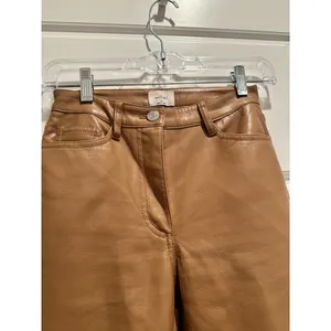 Aritzia Wilfred Melina Faux Leather Pants Camel 00 Minimalist‎ Capsule Fall thumbnail 4