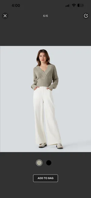 Halara v-neck long sleeve hollow out work sweater thumbnail 3