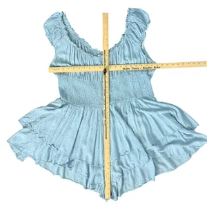 Princess Polly Light Blue Love Galore Smocked Ruffle Shorts Romper size 20 thumbnail 5