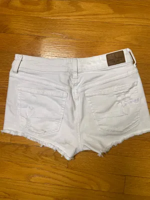 American Eagle Outfitters White Distressed Denim Cutoff Shorts thumbnail 2