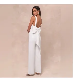 Lulus white sequin jumpsuit thumbnail 2