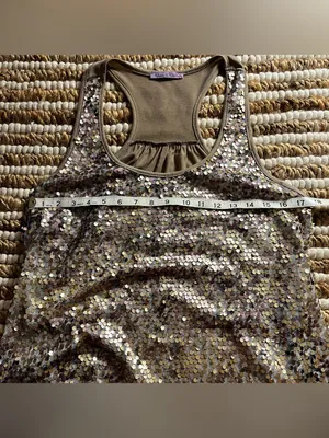 Y2K Sequin Scoop Neck Tank Top - Gold/Taupe thumbnail 6