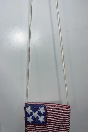 Vintage Unbranded Beaded American Flag All-American Core Chic Crossbody Bag thumbnail 4