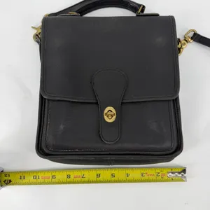 Vintage Coach NYC‎ Black Leather Top Handle Crossbody Turnlock Bag thumbnail 12