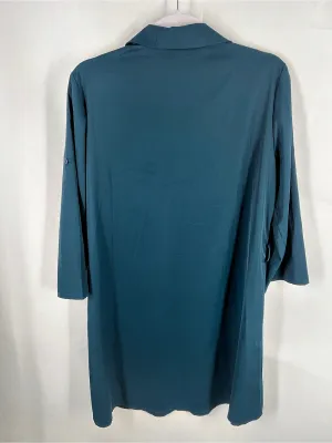 NWT Halara Ink Green Roll-Up Sleeve Relaxed Work Shirt Dress M thumbnail 10