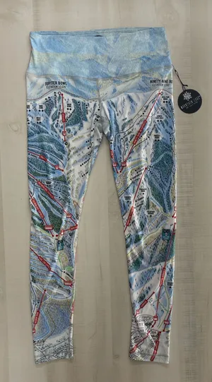 nwt MOUNTAIN LEGS by July Five park city Utah ski trail map leggings lounge S thumbnail 1