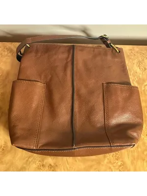 Fossil Brown Leather Crossbody Messenger Bag Key Charm Utility Pockets thumbnail 4