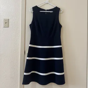 Tommy Hilfiger Navy White Fit & Flared Scuba Dress Size 10 thumbnail 2