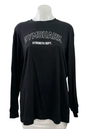 Gymshark Women's Black Strength Dept Long Sleeve Crewneck Sweatshirt Top Size M thumbnail 1