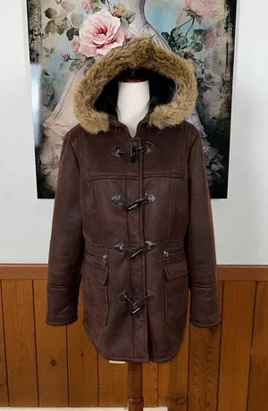 Gorgeous Marc New York Coyote Fur Trim Toggle Coat! thumbnail 1